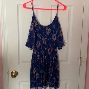 Blue floral Off the shoulder dress